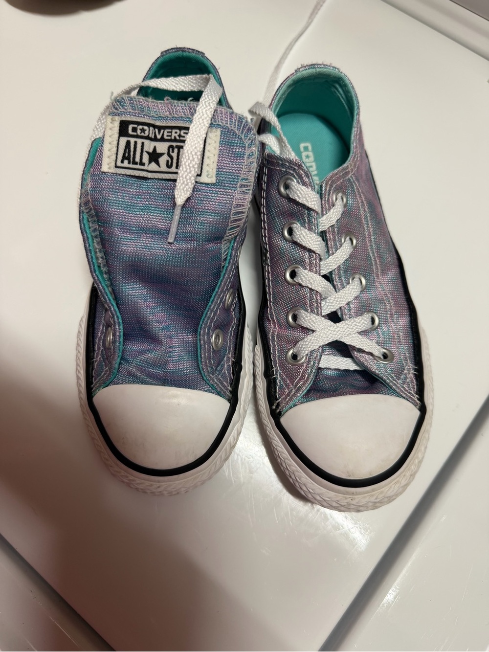 Converse Kids Low Top Sneakers - Iridescent Purple & Teal